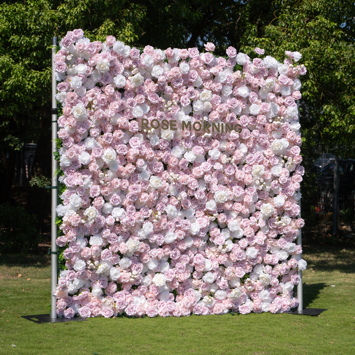 Macarons：4D Fabric Artificial zip up curtain flower wall 8ft*8ft Free Shipping