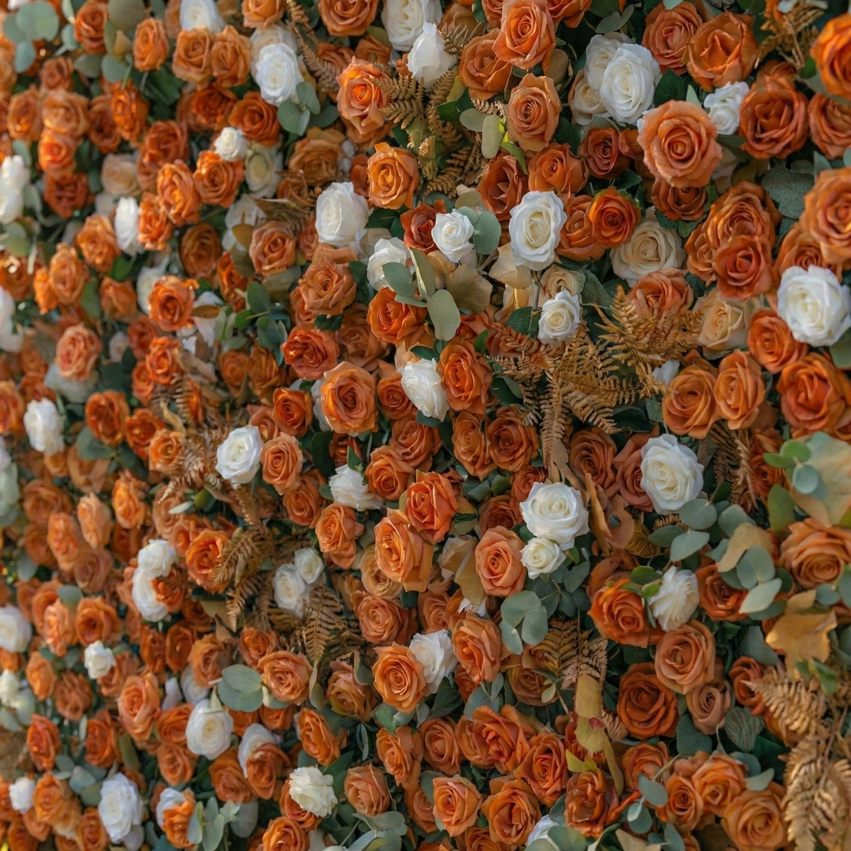 Morgan: Luxury 5D Terracotta & Cream Silk Rose Flower Wall Roll-Up Fabric Backdrop for Luxury Weddings & Garden Parties Free Shipping