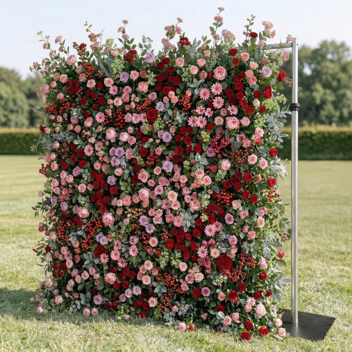 Nadine: 5D Berry & Pastel Pink Silk Floral Wall Roll-Up Fabric Backdrop for Grand Garden Weddings & Events Free Shipping