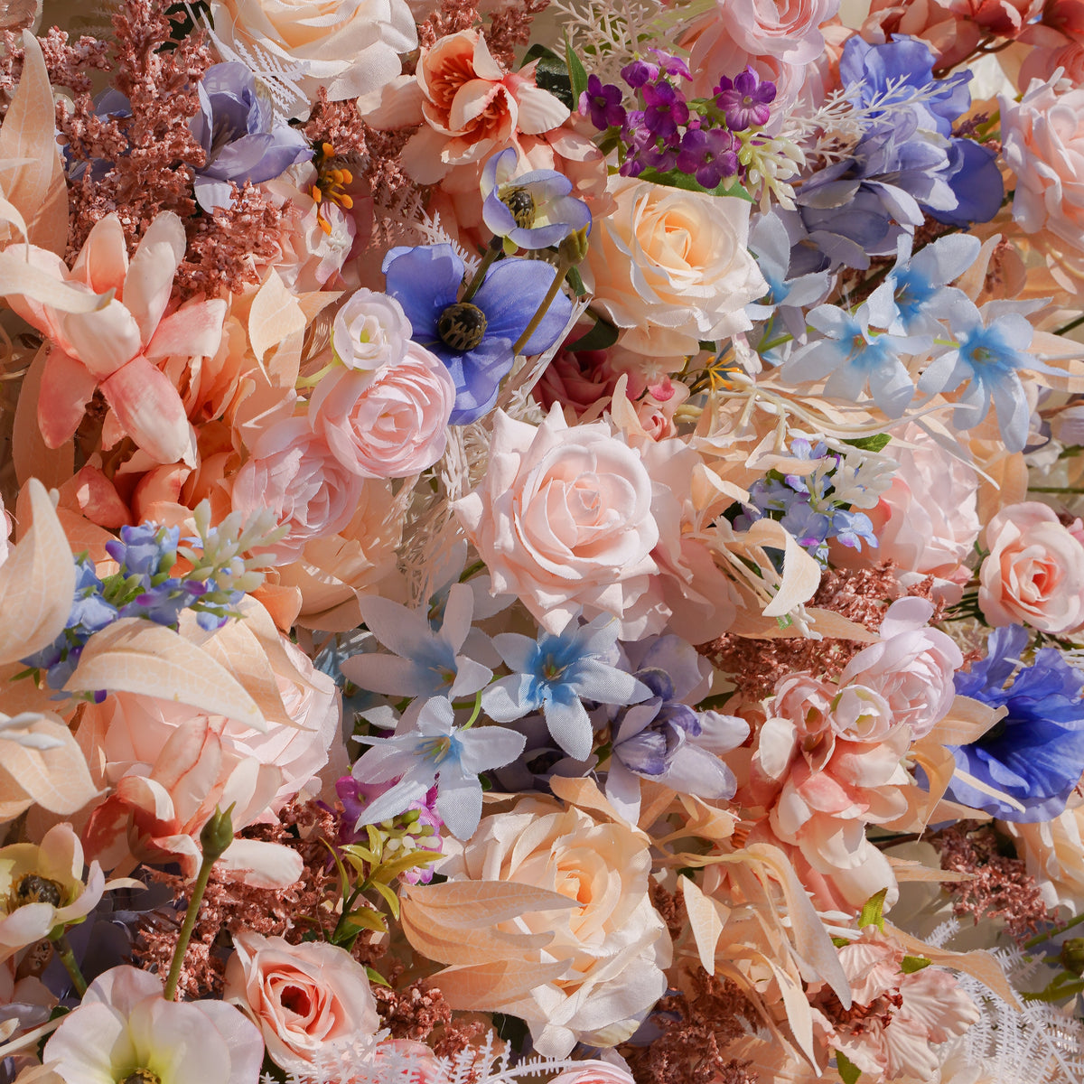 Rose Morning“The flower walls are made of artificial flowers in various colors, layered at different levels to create a lush, elegant and natural look. The exclusive zipper design and roll-up design make it easy to install and remove.”