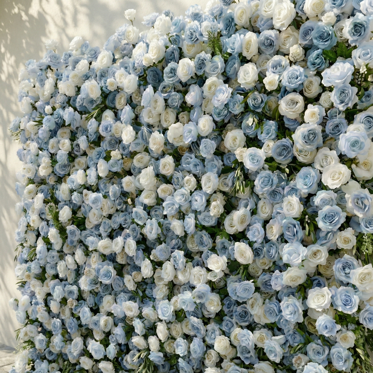 Stellan: 5D Elegant Serene Blue & Ivory Silk Floral Wall Roll-Up Fabric Backdrop for Seaside Weddings & Parties Free Shipping