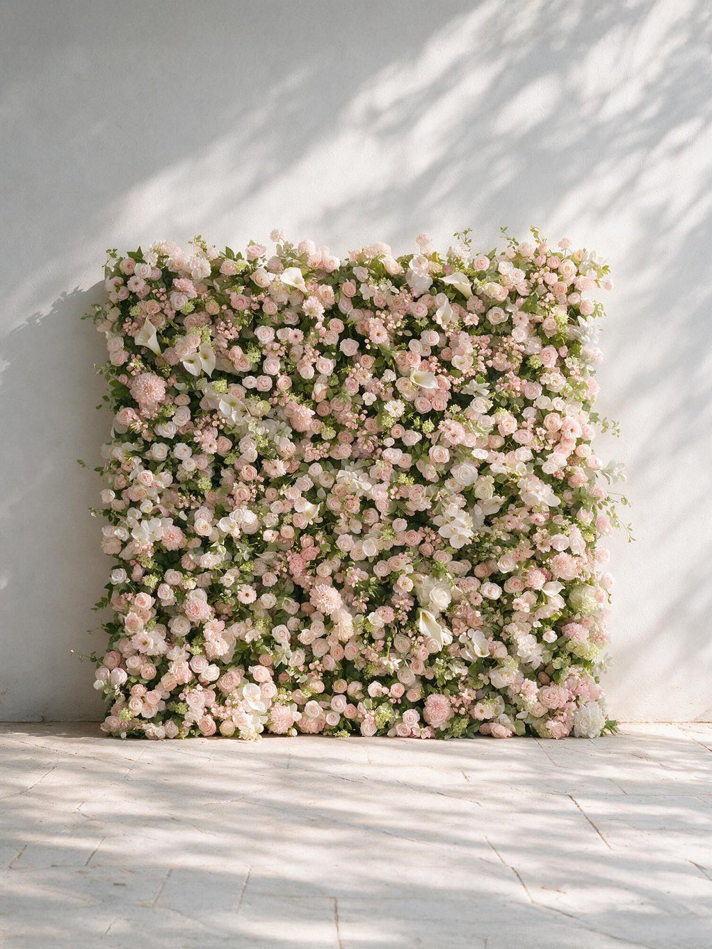 Cashmere：2026 Luxury 5D White & Pink Floral Wall with Greenery Roll-Up Backdrop for Rustic Garden Weddings | Wedding & Celebration Collection | Free Shipping