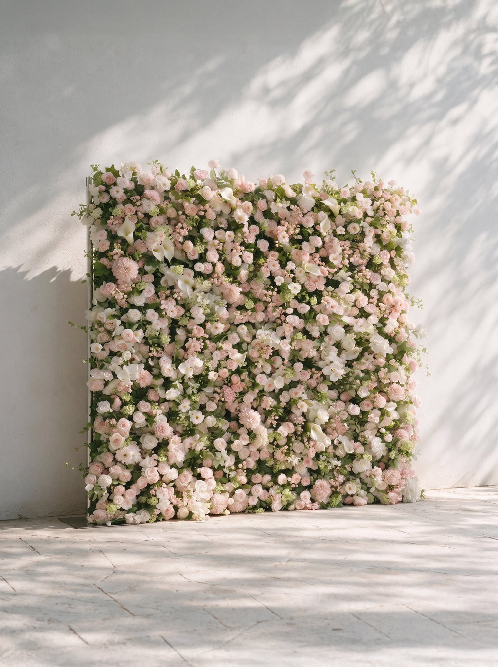 Cashmere：2026 Luxury 5D White & Pink Floral Wall with Greenery Roll-Up Backdrop for Rustic Garden Weddings | Wedding & Celebration Collection | Free Shipping
