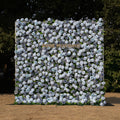 Velora: 3D Dusty Blue Rose Roll-Up Fabric Curtain Floral Backdrop for Weddings & Luxury Events Free Shipping