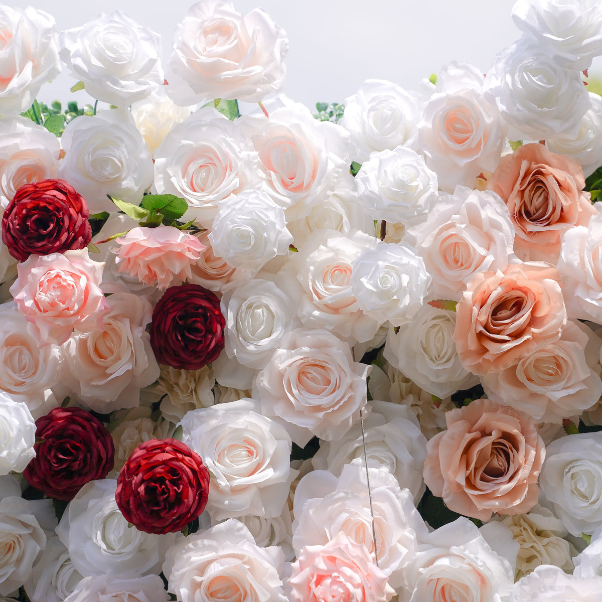 Yvette：5D Fabric Artificial rolling up curtain flower wall Rose Morning