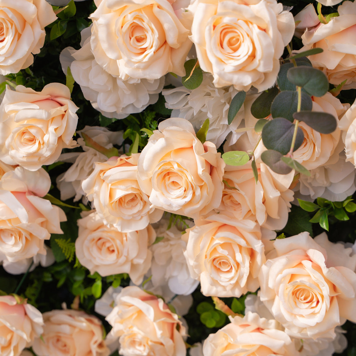 Zephyra: 3D Elegant Champagne Silk Rose Flower Wall Roll-Up Fabric Backdrop for Luxury Weddings & Events Free Shipping