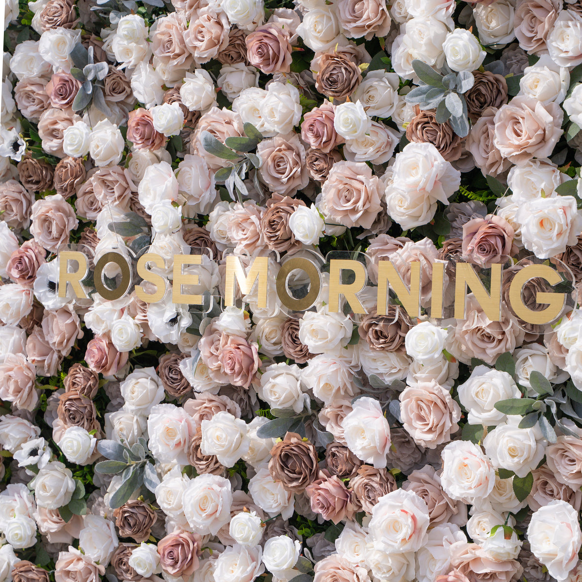 Ziven: 5D Elegant Latte & Ivory Silk Rose Flower Wall Roll-Up Fabric Backdrop for Luxury Wedding & Modern Interior Decor Free Shipping